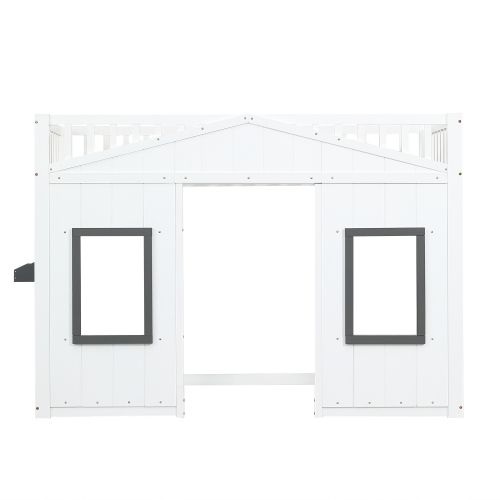 Lit Mezzanine Cabane 90 X 200 Cm-barrière Anti-chute Et Rambarde-lit Enfant-en Bois Massif- Blanc
