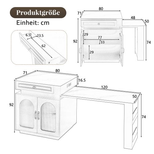 Îlot De Cuisine Sur Roulettes-table à Manger Extensible-led-table De Bar-pour La Cuisine-noir