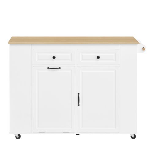 Îlot De Cuisine-table à Manger Extensible-serviettes, Desserte Mobile-idéal Pour La Cuisine-blanc