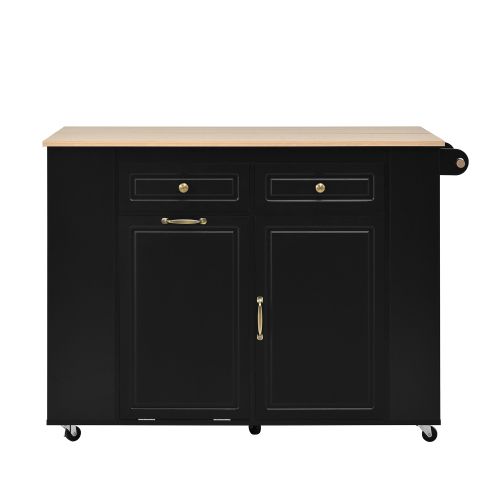 Îlot De Cuisine-table à Manger Extensible-serviettes, Desserte Mobile-idéal Pour La Cuisine-noir