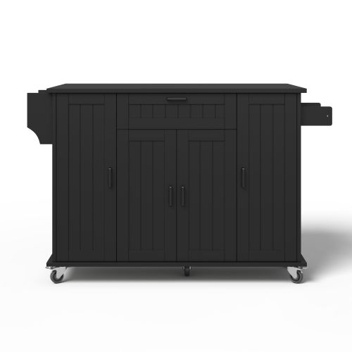 Îlot De Cuisine-desserte-meuble De Cuisine à 4 Portes Et 1 Tiroir-noir