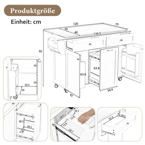 Îlot De Cuisine-espace Repas Extensible-idéal Pour La Cuisine Et La Salle à Manger-noir