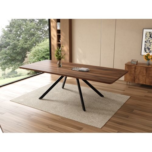 Table De Salle à Manger Extensible-idéale Pour 6 à 10 Personnes-pieds En Métal-noyer