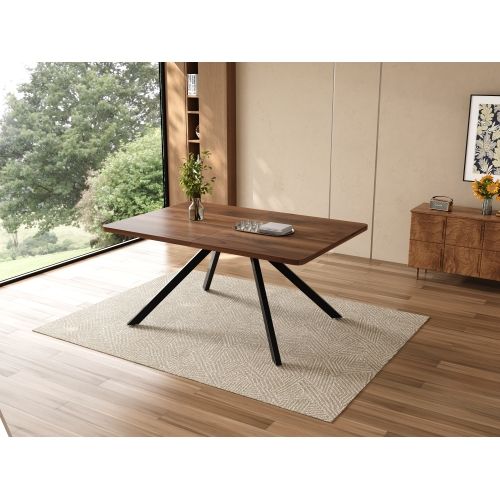Table De Salle à Manger Extensible-idéale Pour 6 à 10 Personnes-pieds En Métal-noyer