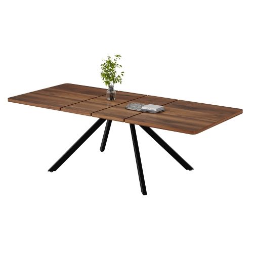 Table De Salle à Manger Extensible-idéale Pour 6 à 10 Personnes-pieds En Métal-noyer
