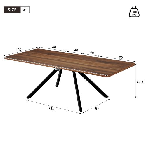 Table De Salle à Manger Extensible-idéale Pour 6 à 10 Personnes-pieds En Métal-noyer