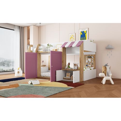 Lit Mezzanine Mi-hauteur-lit Enfant 90x200 Cm-en Bois Massif-blanc
