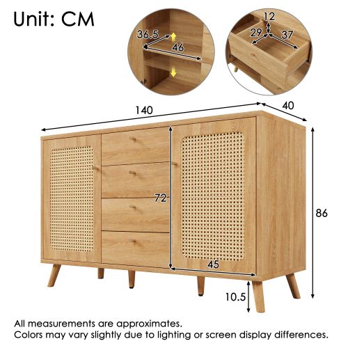 Buffet-système Anti-basculement Pour Une Sécurité Et Stabilité-meuble De Rangement-naturel
