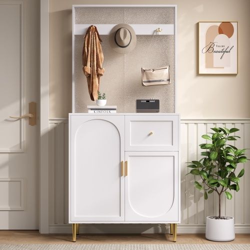 Ensemble Armoire-meuble D'entrée-étagèr-meuble à Chaussures-vestiaire-blanc