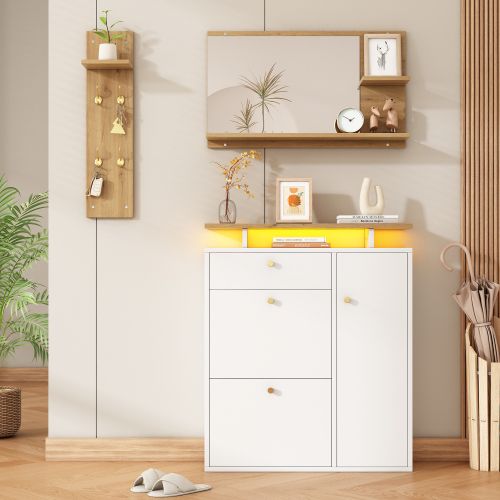 Ensemble De Rangement Pour Entrée-meuble à Chaussures-jusqu'à 8 Paires-blanc