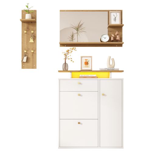 Ensemble De Rangement Pour Entrée-meuble à Chaussures-jusqu'à 8 Paires-blanc