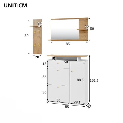 Ensemble De Rangement Pour Entrée-meuble à Chaussures-jusqu'à 8 Paires-blanc