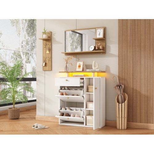 Ensemble De Rangement Pour Entrée-meuble à Chaussures-jusqu'à 8 Paires-blanc