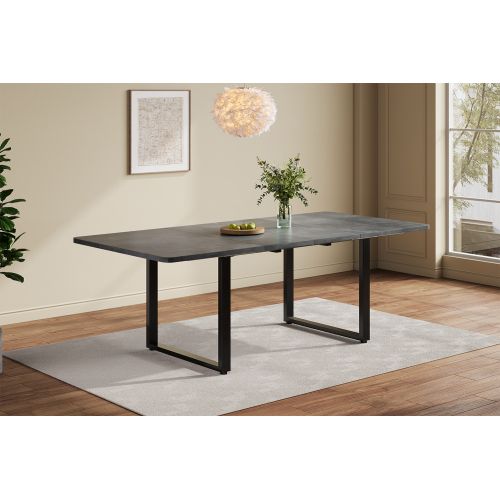 Table De Salle à Manger Extensible-idéale Pour 6 à 10 Personnes-pieds En Métal-Gris