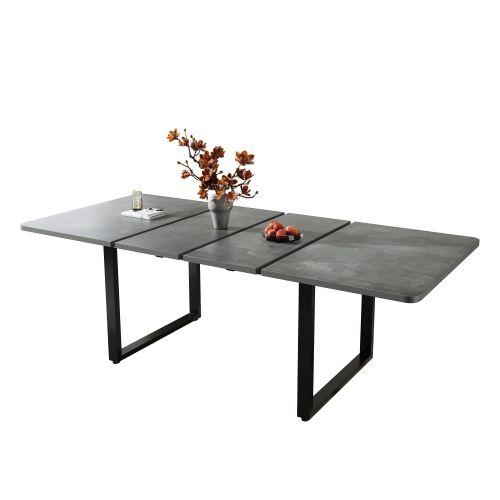 Table De Salle à Manger Extensible-idéale Pour 6 à 10 Personnes-pieds En Métal-Gris