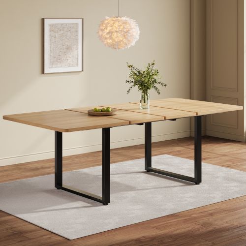 Table De Salle à Manger Extensible-idéale Pour 6 à 10 Personnes-pieds En Métal-bois-clair