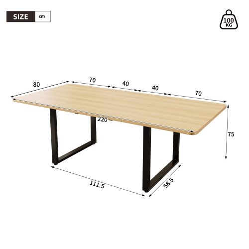 Table De Salle à Manger Extensible-idéale Pour 6 à 10 Personnes-pieds En Métal-bois-clair