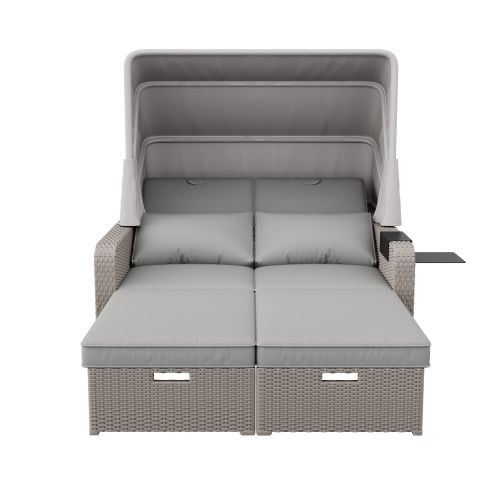 Meubles De Jardin Pour 2 Personnes-canapé De Jardin-auvent Amovible-résistant Aux Uv-kaki