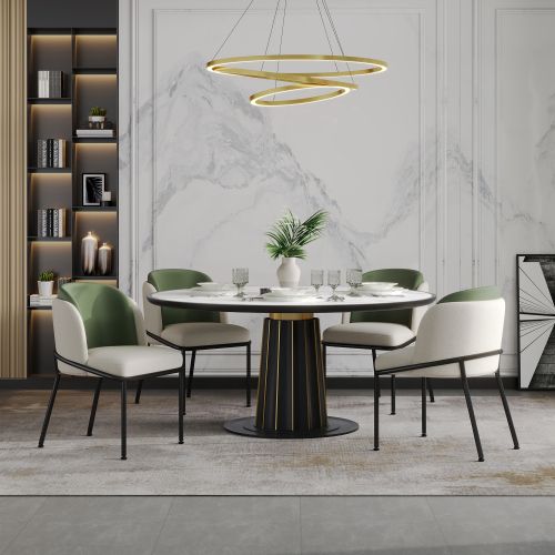 4 Chaise De Salle à Manger Modernes à Pieds Inclinés Et Réglables- En Pvc-charge 150 Kg-vert