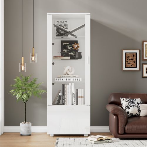 Vitrines (3 Étagères)-vitrines En Acrylique Éclairées Par LED-bibliothèques-blanc