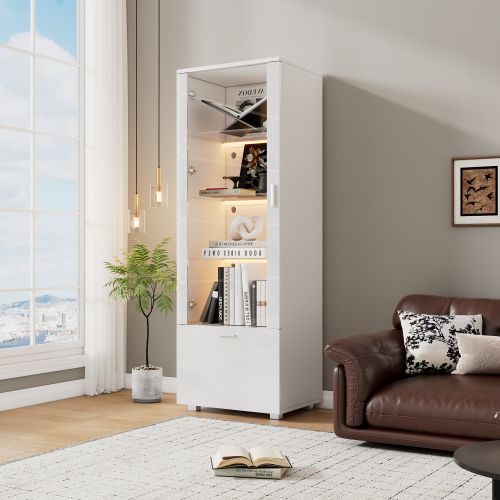 Vitrines (3 Étagères)-vitrines En Acrylique Éclairées Par LED-bibliothèques-blanc