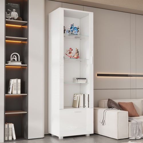 Vitrines (3 Étagères)-vitrines En Acrylique Éclairées Par LED-bibliothèques-blanc