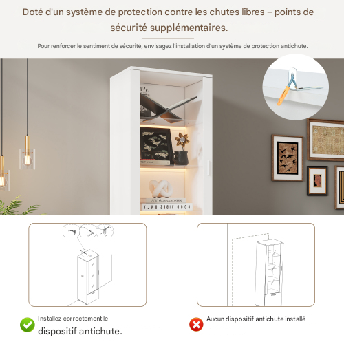 Vitrines (3 Étagères)-vitrines En Acrylique Éclairées Par LED-bibliothèques-blanc