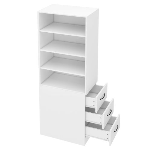 Étagère Étroite-avec 3 Tiroirs Et Étagères Réglables-armoire Haute H180cm-rangement Flexible-blanc