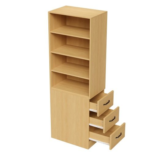 Étagère Étroite-avec 3 Tiroirs Et Étagères Réglables-armoire Haute H180cm-rangement Flexible-naturel