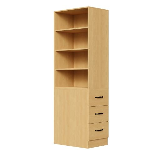 Étagère Étroite-avec 3 Tiroirs Et Étagères Réglables-armoire Haute H180cm-rangement Flexible-naturel