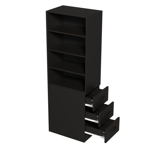 Étagère Étroite-avec 3 Tiroirs Et Étagères Réglables-armoire Haute H180cm-rangement Flexible-noir