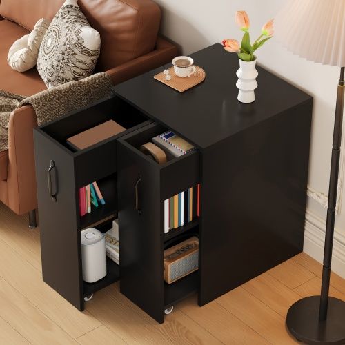 Bibliothèque à Roulettes-buffet Mobile-protections De Bords-adapté Aux Petits Espaces-noir