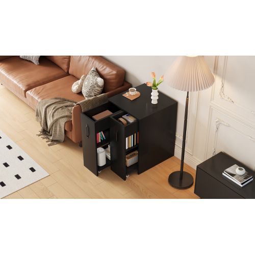 Bibliothèque à Roulettes-buffet Mobile-protections De Bords-adapté Aux Petits Espaces-noir