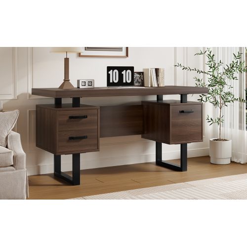 Bureau Simple 135 X 54 Cm-en Mdf-tiroir Silencieux-marron