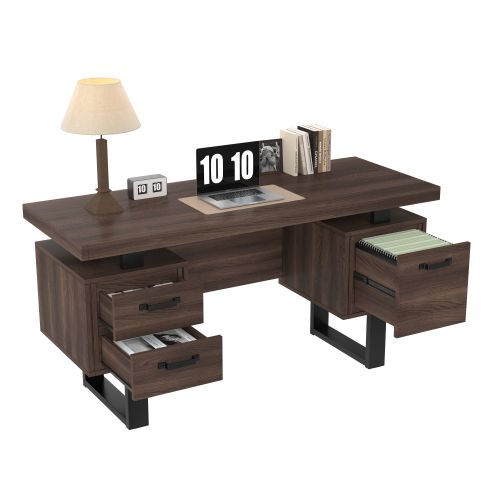 Bureau Simple 135 X 54 Cm-en Mdf-tiroir Silencieux-marron