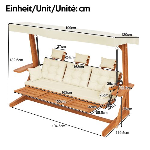 Balancelle De Jardin Robuste - coussins Et Oreillers Décoratifs - pour Jardin/terrasse