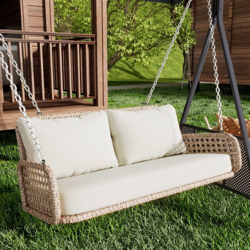 Suspension D'extérieur En Rotin Pe-320kg De Charge, Coussins 9cm-pour Jardin/terrasse-beige