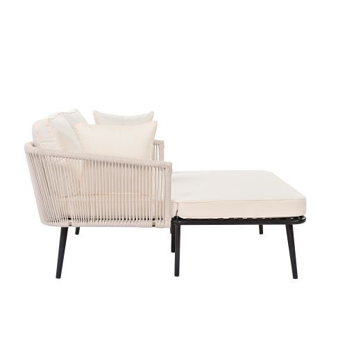 Transat D'extérieur Avec Coussin 10cm - Acier Galvanisé, Charge 320kg-pour Jardin/terrasse-beige