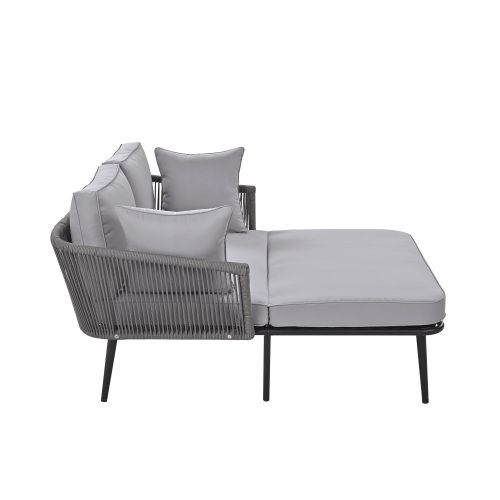 Transat D'extérieur Avec Coussin 10cm - Acier Galvanisé, Charge 320kg-pour Jardin/terrasse-gris