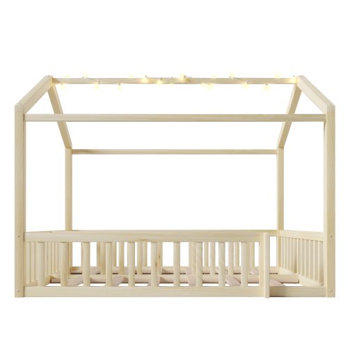 Lit Cabane 2X 90x190 Cm - Structure En Pin - Naturel
