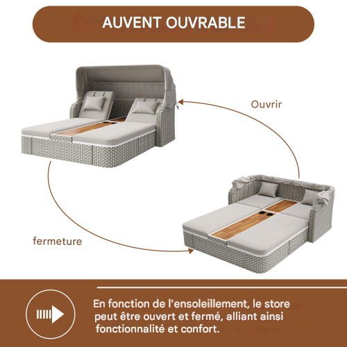 Canapé D'extérieur 2 Places-canapé De Jardin-îlot De Jardin En Rotin-résistant Aux Uv-gris