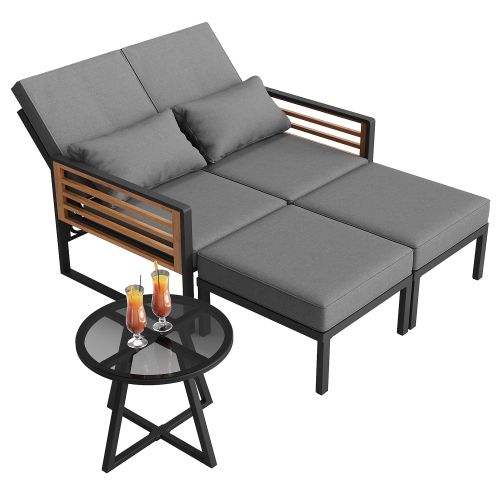 Canapé D'extérieur 2-4 Places-canapé De Jardin-modularité Flexible-résistant Aux Uv-gris