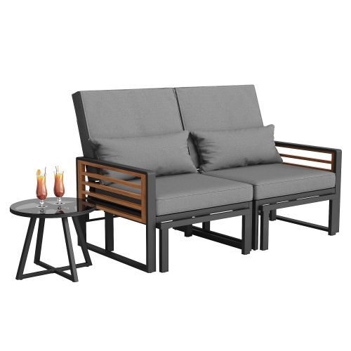 Canapé D'extérieur 2-4 Places-canapé De Jardin-modularité Flexible-résistant Aux Uv-gris