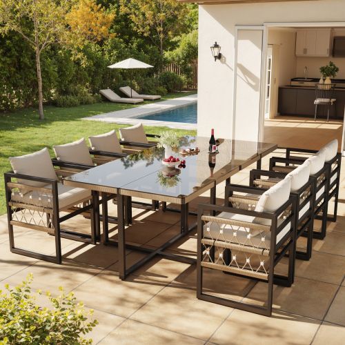 Ensemble De Canapé De Jardin-pour 4 Personnes-en Fer-avec 4 Coussins Beiges-noir