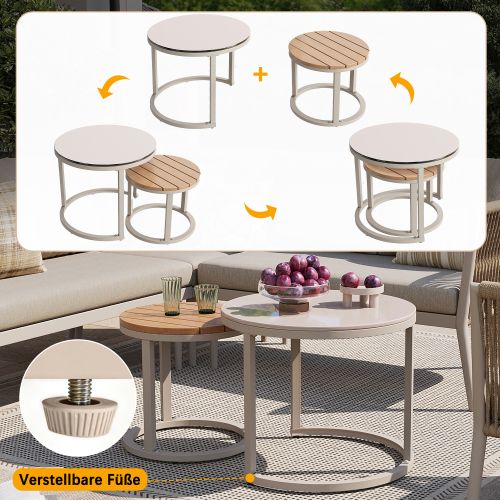Ensemble De Canapé De Jardin-pour 5 à 6 Personnes-canapé D'angle Modulable-beige