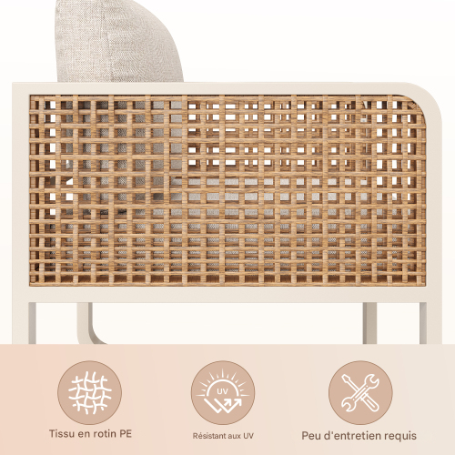 Ensemble De Canapé De Jardin-pour 6 à 7 Personnes-avec Coussins Lavables Et Pieds Réglables-beige