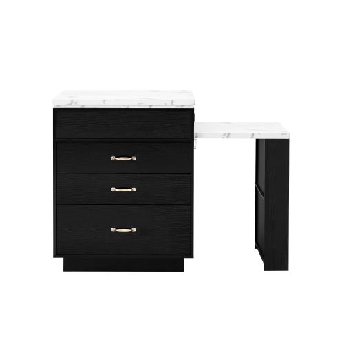 Îlot De Cuisine Avec Multiprises-table à Manger Extensible LED-bar-noir