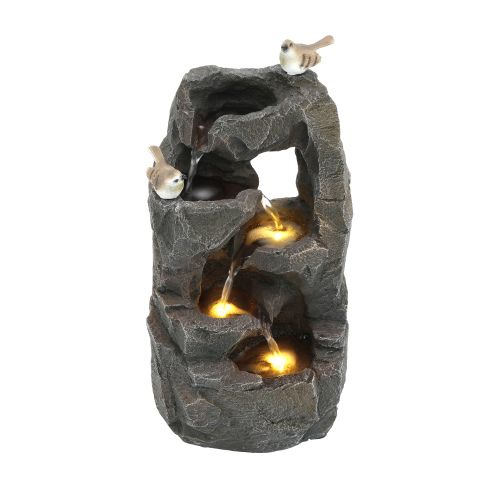 Fontaine D'extérieur 47 Cm-LED-Pour Jardin-Décoration De Jardin-Terrasse Et Pelouse-Gris