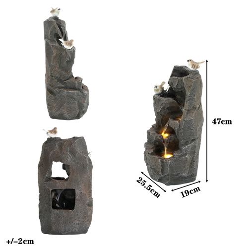 Fontaine D'extérieur 47 Cm-LED-Pour Jardin-Décoration De Jardin-Terrasse Et Pelouse-Gris