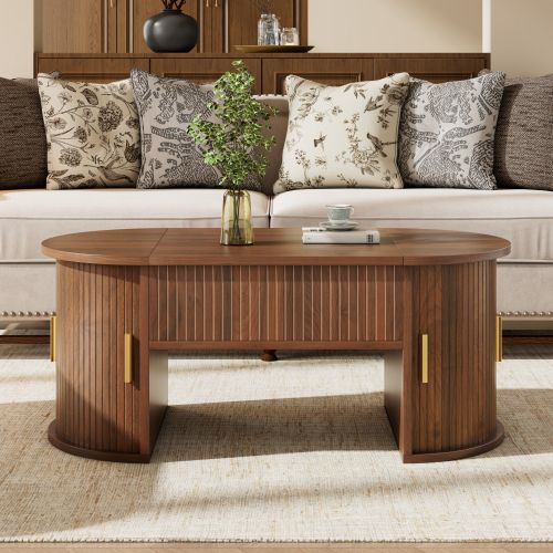 Table Basse à Hauteur Réglable-idéale Pour Le Salon-portes Coulissantes-noyer